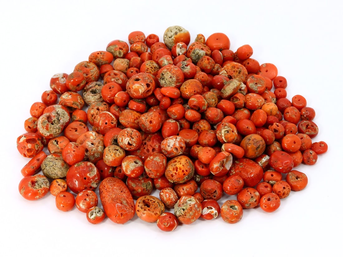 Old Himalayan Tibetan Red Coral Beads Lot Collection (1 of 2)