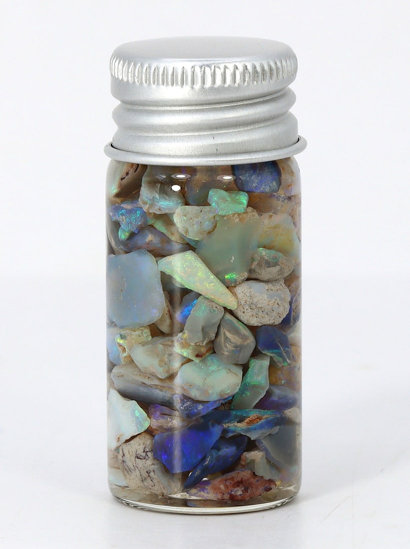 60Ct Natural Australian Lightning Ridge Black Opal Specimen Rough Jar (1 of 2)