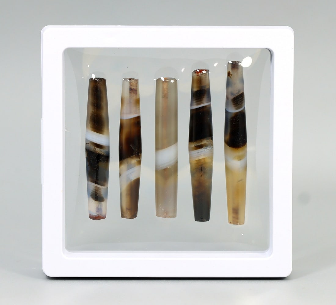 Collection of Ancient Tibetan Banded Agate Beads (1 of 2)