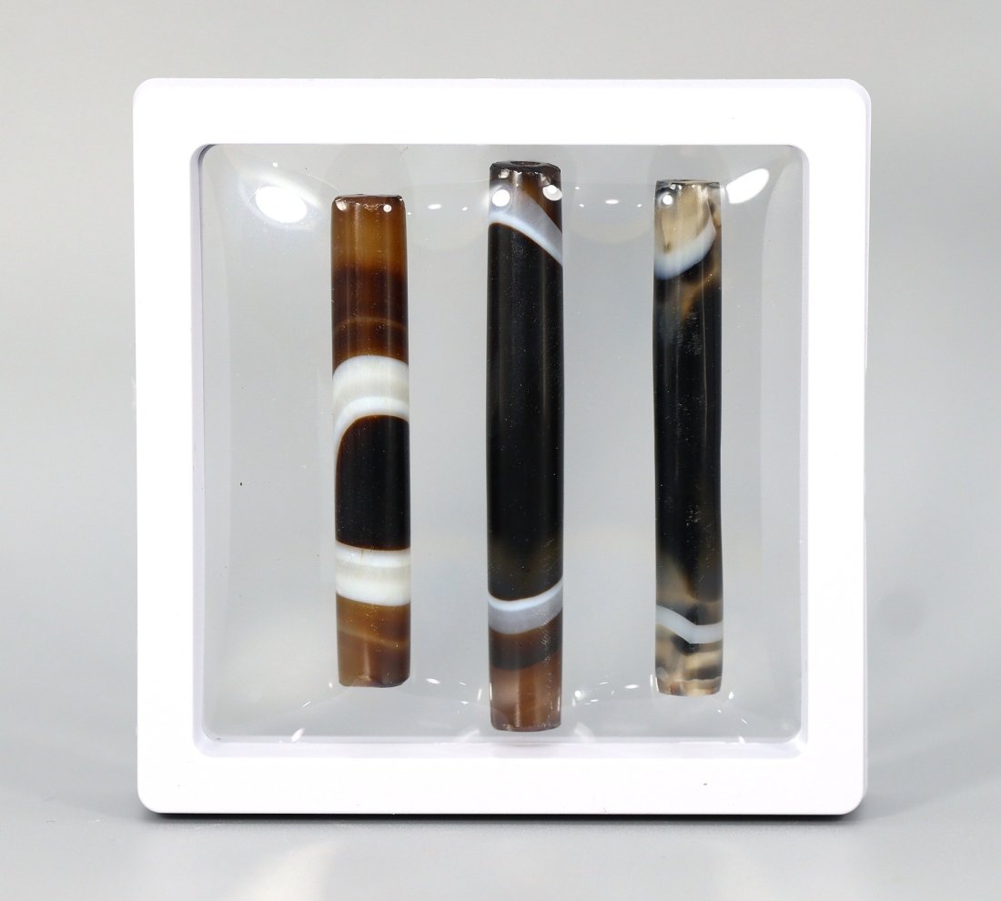 Collection of Ancient Tibetan Banded Agate Beads (1 of 2)