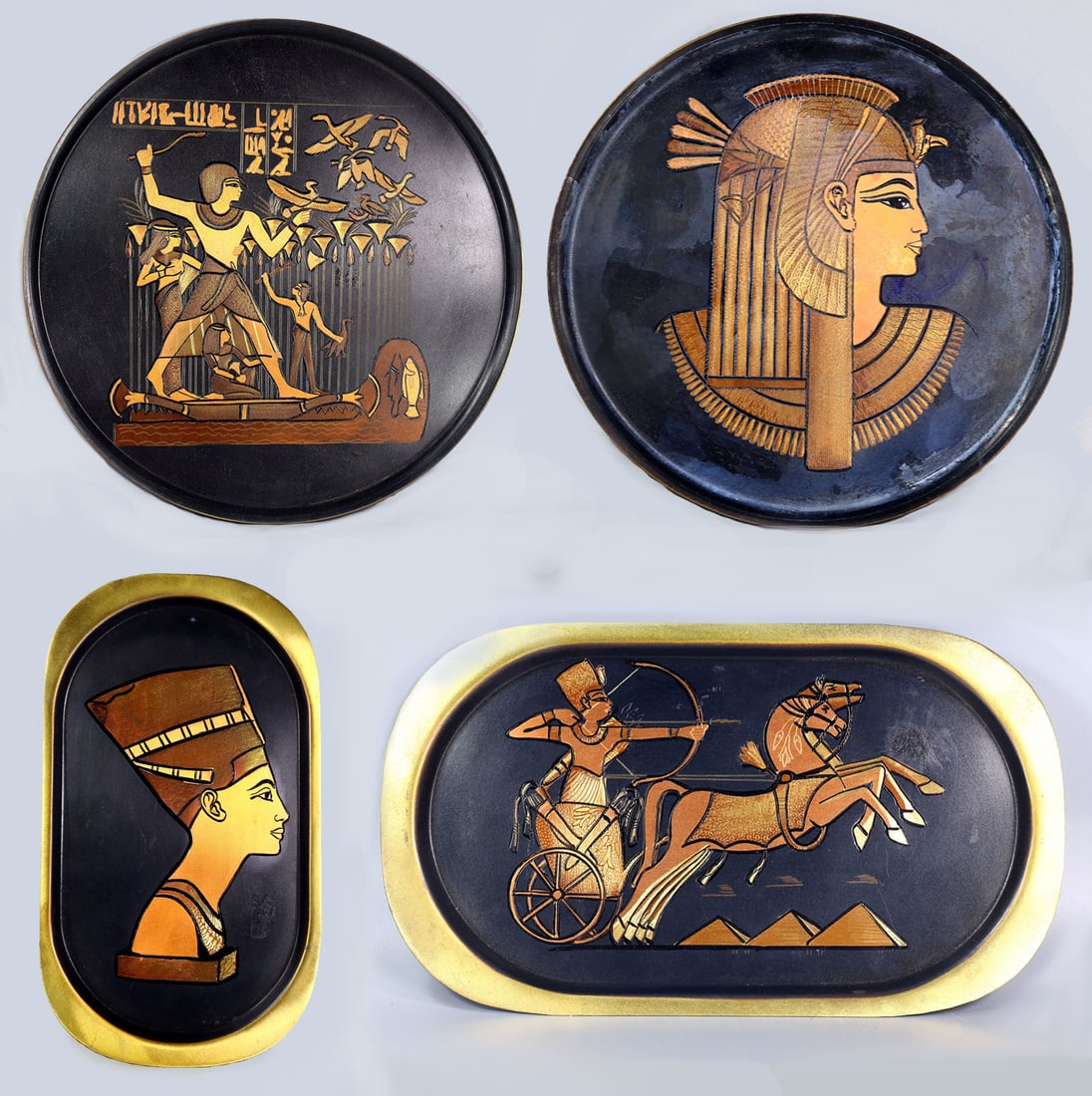 Collection of Four Egyptian Brass Wall Decoration Brass Plate Wall Hanging (1 of 9)
