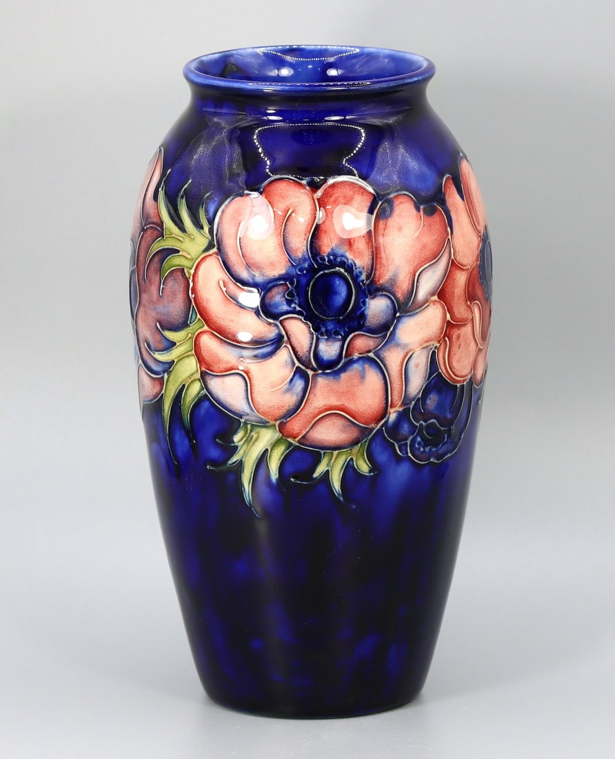 Vintage Moorcroft Ceramic Anemone Vase With Pink & Purple Flowers (1 of 4)