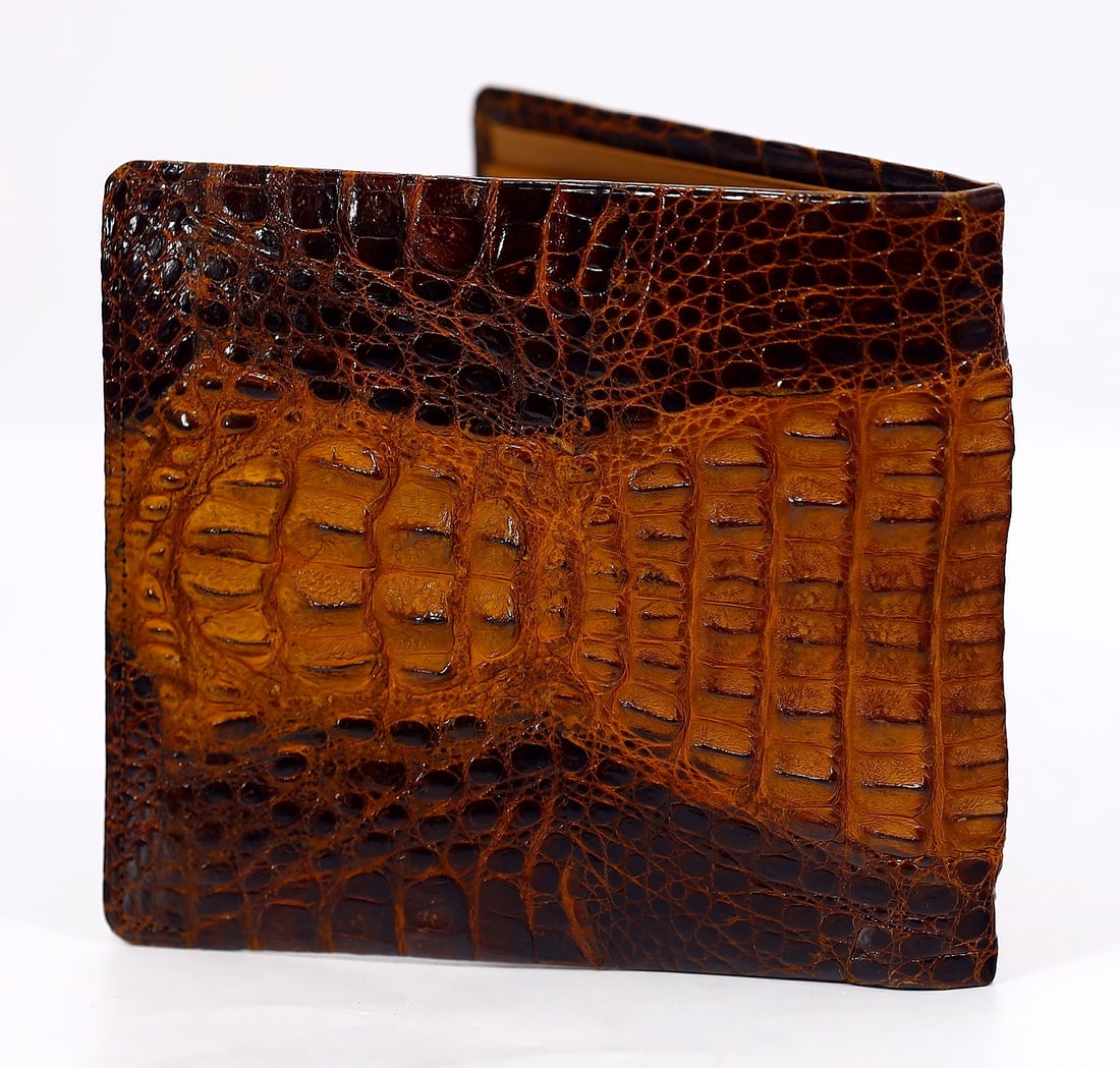 Vintage Brown Genuine Croc Leather Clutch Envelope Wallet (1 of 5)