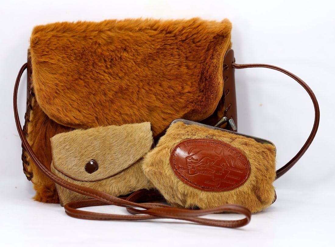 Australia Genuine Kangaroo Fur Brown Leather Crossbody Shoulder Bag and Wallets (1 of 11)