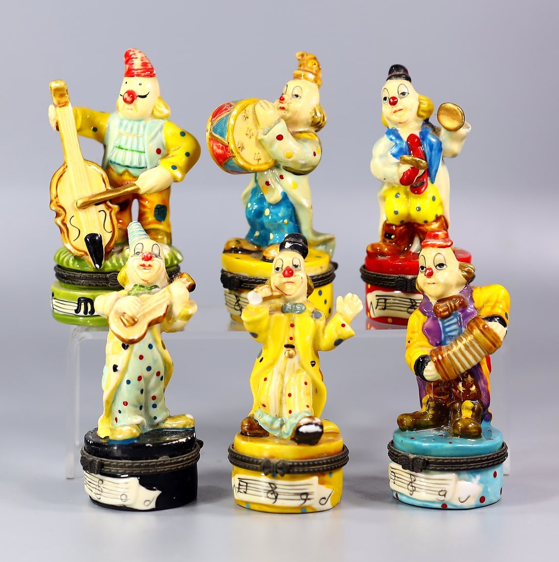 Collection of Six Vintage Circus Porcelain Clowns with Jewelry Box (1 of 3)