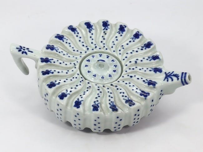 Vintage Chinese Signed Slim Round Shaped Teapot Blue and White Porcelain Tea Pot (1 of 6)