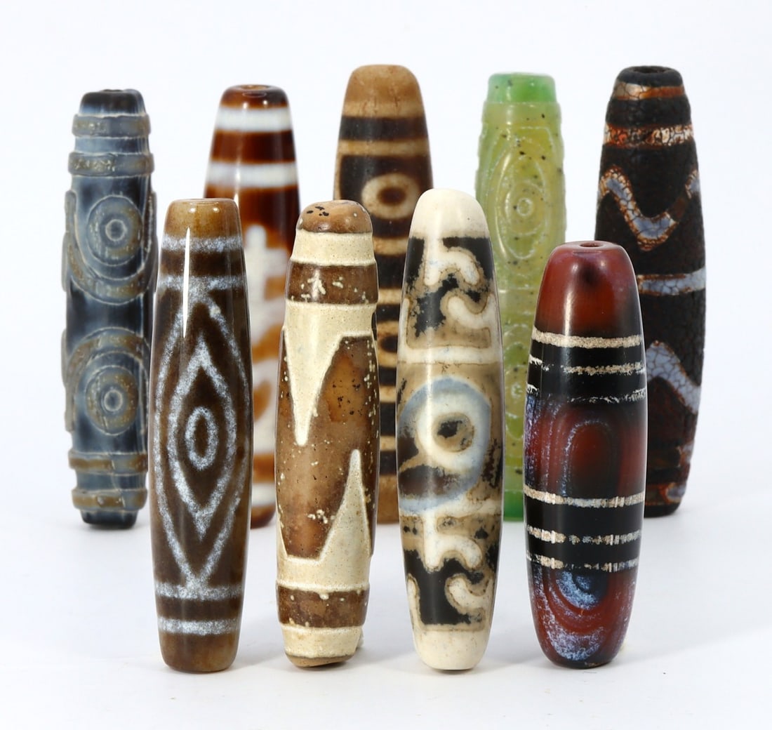 Collection Lot of Chinese Tibetan Etched Agate dZi Beads (1 of 3)