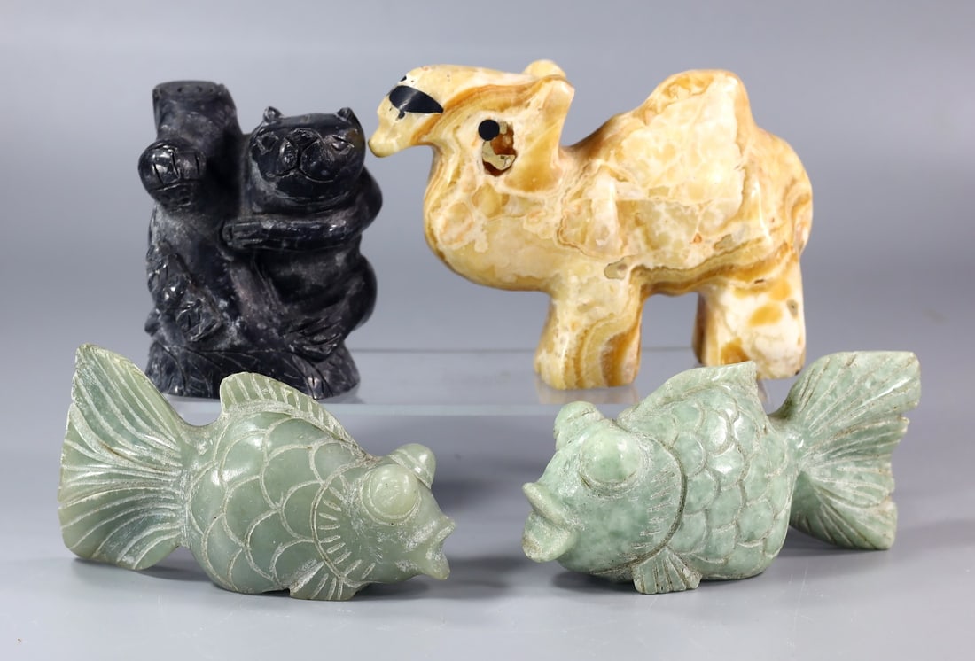 Collection of 4 Asian Chinese Jade Carving Art Home Decoration (1 of 2)