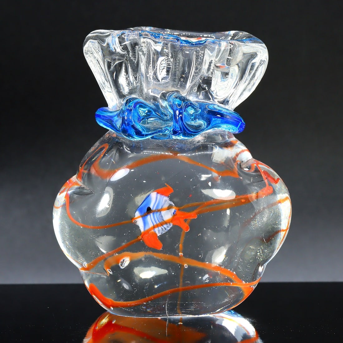 Vintage Murano Glass Sculpture Goldfish in Bag Venetian Glass Figurines (1 of 3)