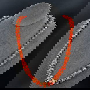 Vintage Himalayan Tibetan Red Coral Beads Necklace: 22" Inches Weight: 74.2 grams