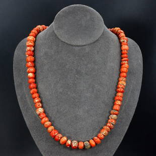 Vintage Himalayan Tibetan Red Coral Beads Necklace: 21" Inches Weight: 78 grams