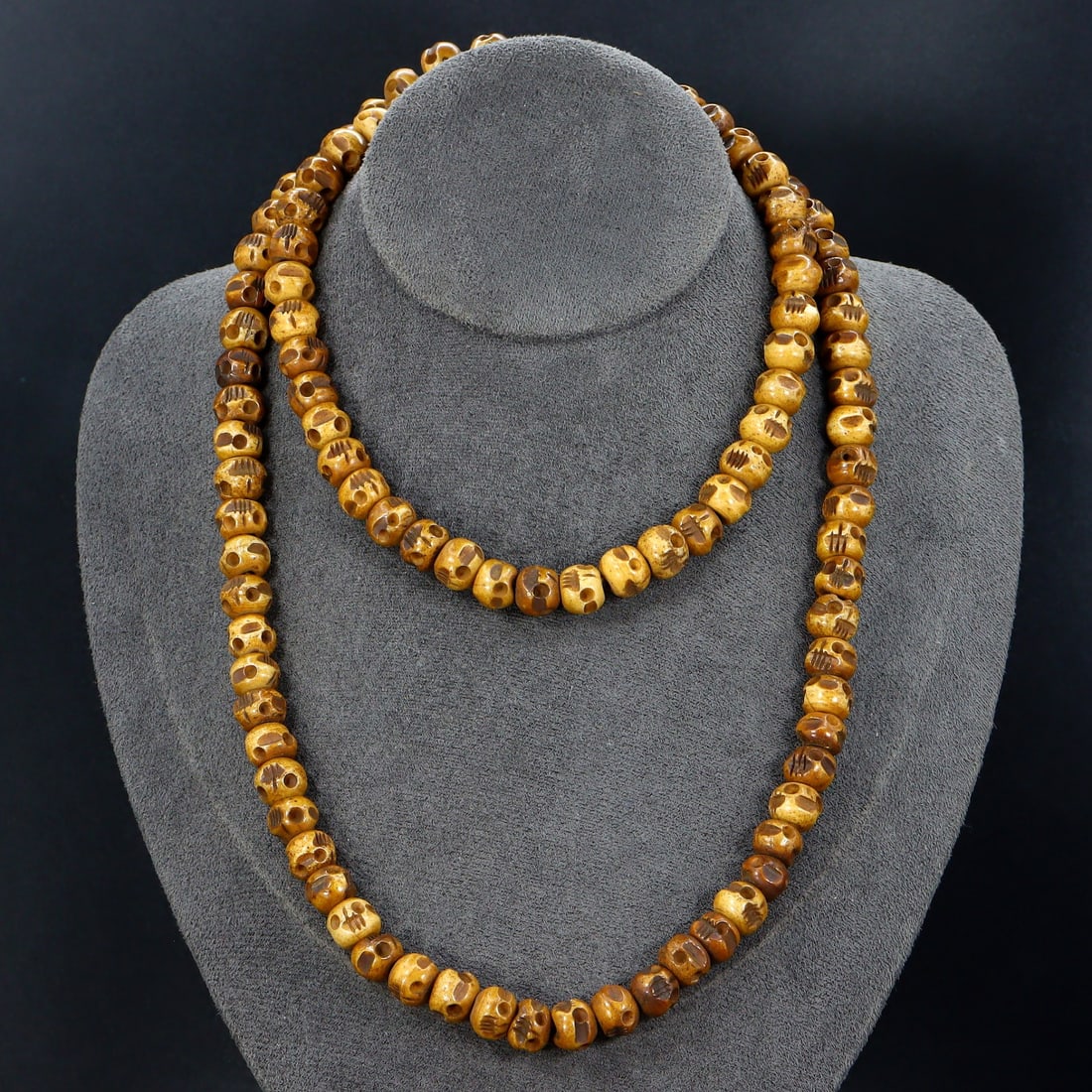 Strand of Tibetan Bone Carving Prayer Mala Beads: 33" Inches Weight: 84 grams