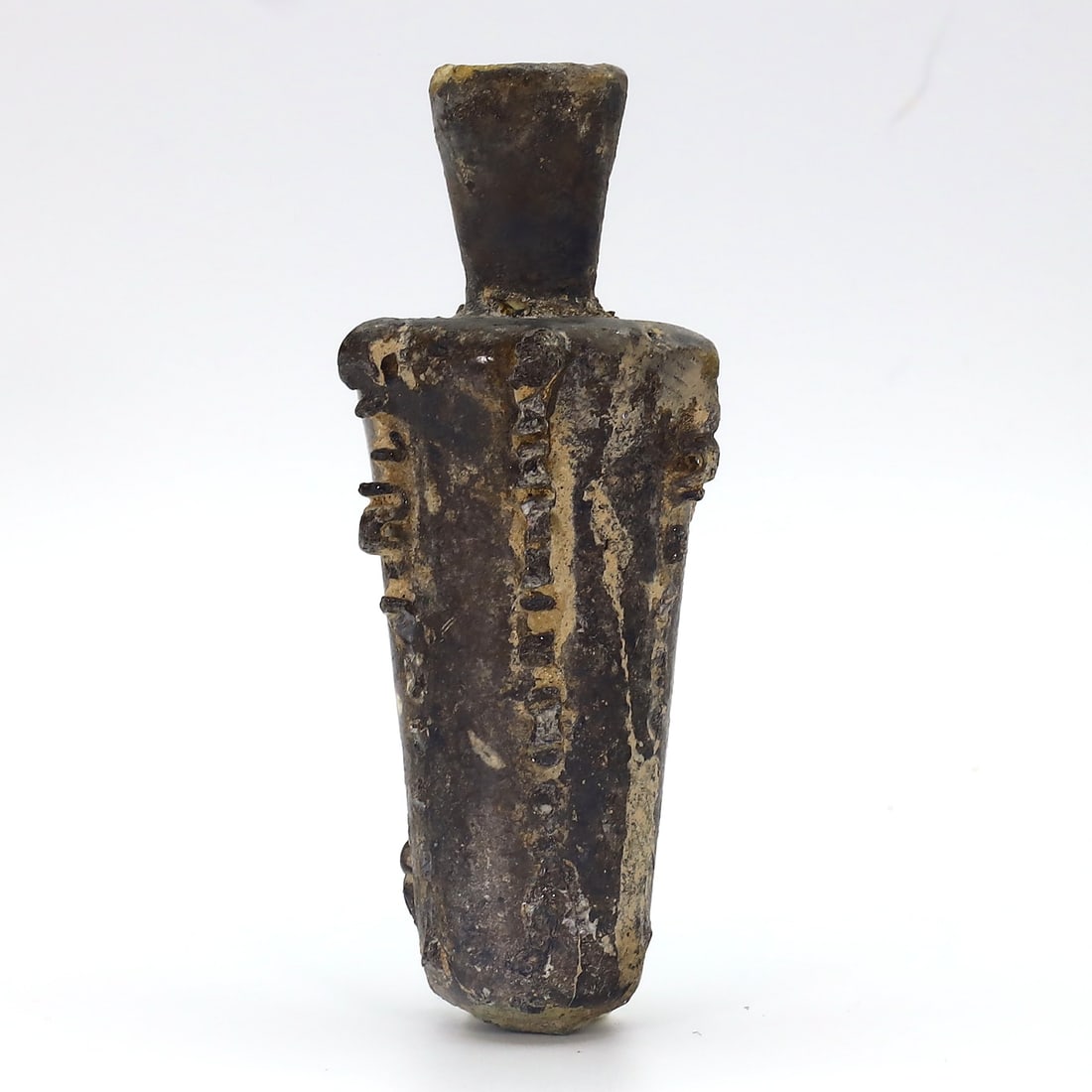 Ancient Western Asiatic Roman Glass Unguentarium Flask Vessel Art Antique: 7.5x3cm Weight: 32 grams