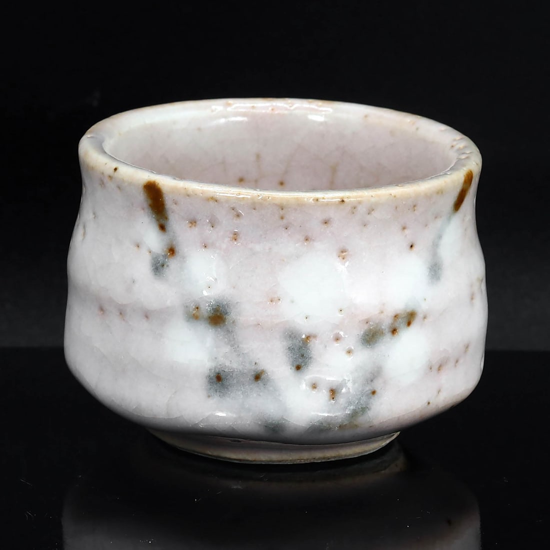 Vintage Japanese Signed Mino Yaki Sakura Shino Ceramic Sake Cup (1 of 4)
