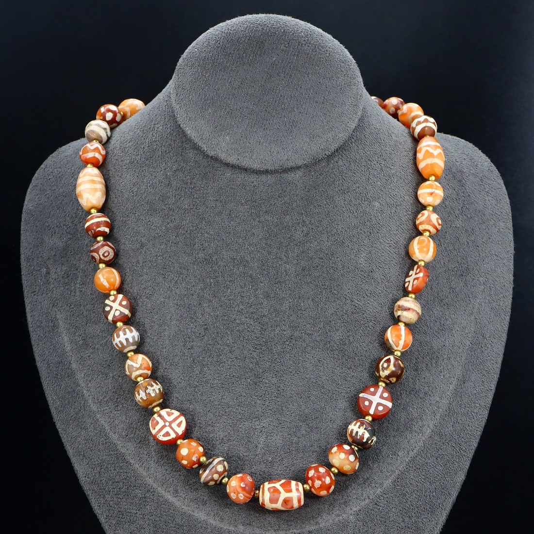 Old Himalayan Ball Shaped Agate Carnelian Beads Necklace (1 of 2)