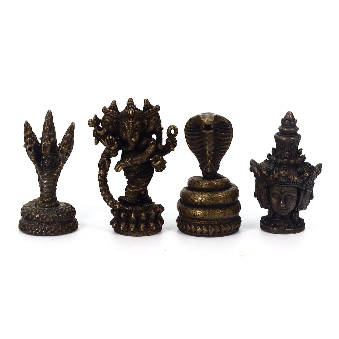 Four Indo-China Asian Buddhas Sculpture Decorative Objects: 3x2cm Weight: 58 grams
