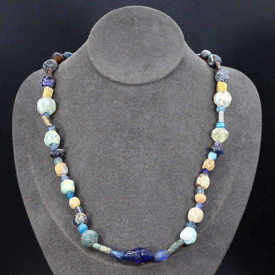 Genuine Ancient Egyptian Roman Glass Beads Necklace: 20''Inches Weight: 63 grams