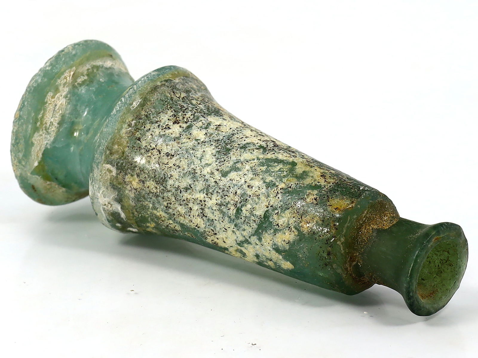 3.5" Inches Ancient Western Asiatic Roman Glass Unguentarium Flask Vessel Art Antique: 8.8x4.5cm Weight: 50 grams