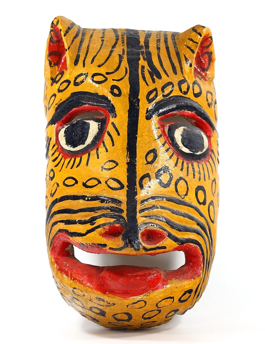 11" Inches Vintage Mexican Tiger Jaguar Mask Rare Collector Vintage Art (1 of 2)