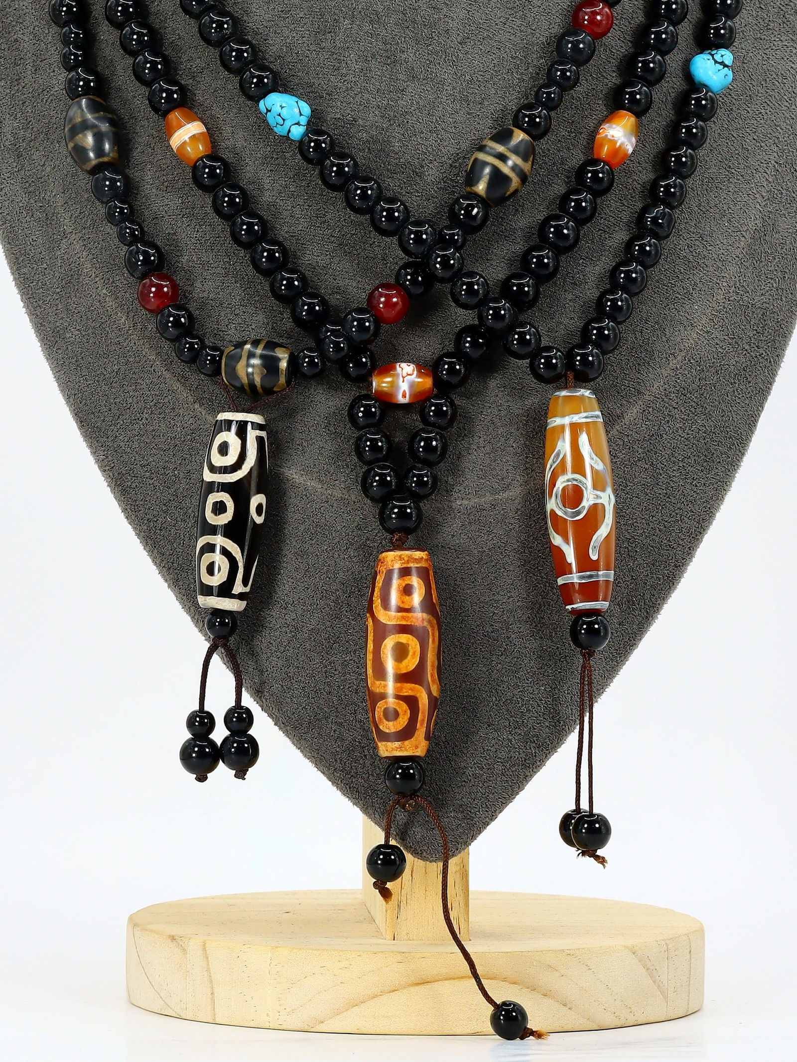 Three Set of Chinese Tibetan Eyed dzi Beads Necklaces (1 of 2)