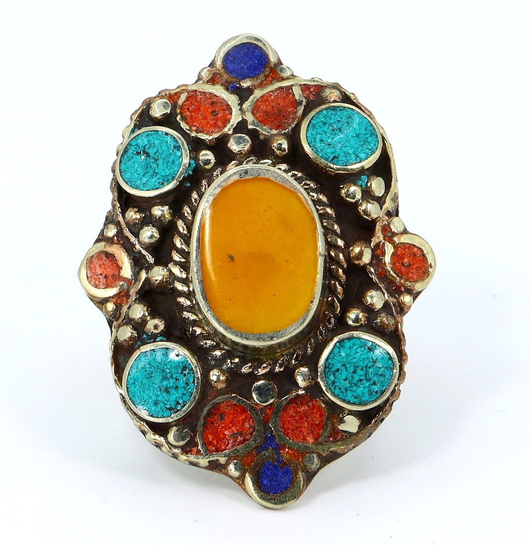 Tibetan Vintage Ring Jewelry: 4.5x4cm Weight: 36.8 grams