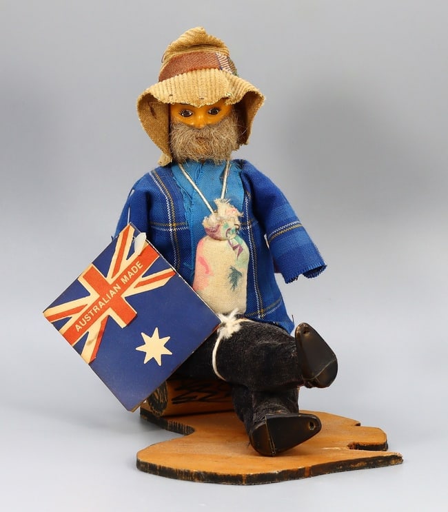 Vintage Australian Swagman Doll with Original Tags: 17x13cm Weight: 124 grams