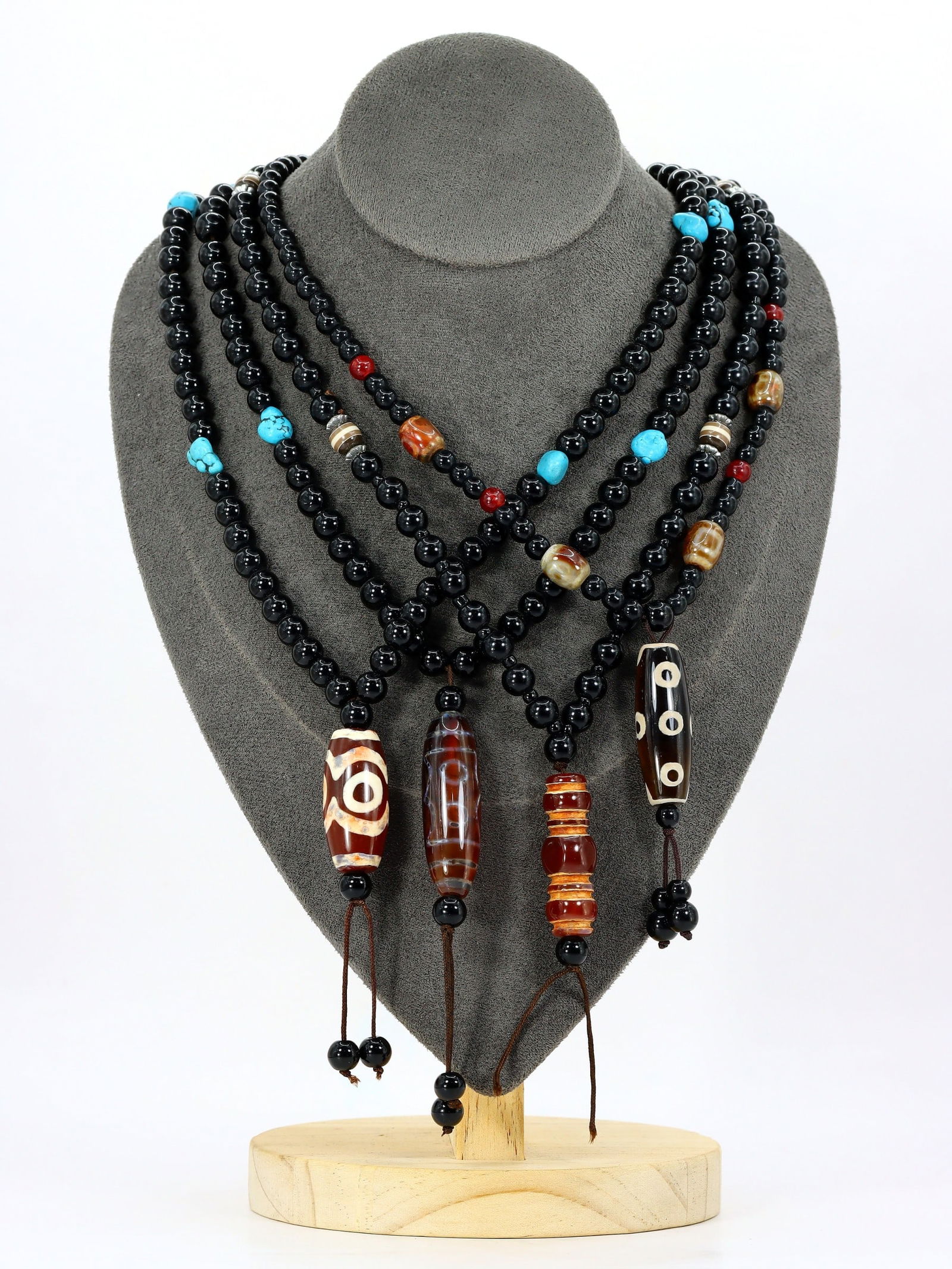 Four Set of Chinese Tibetan Eyed dzi Beads Necklaces (1 of 2)