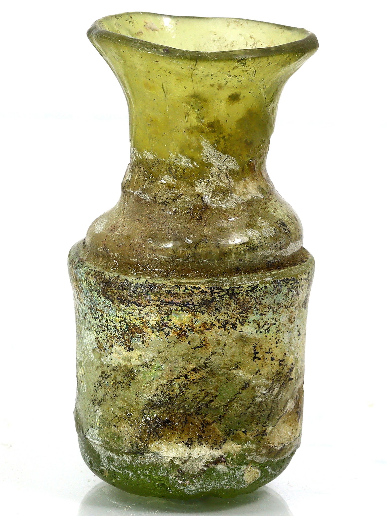 2.5" Inches Ancient Western Asiatic Roman Glass Unguentarium Flask Art Antique: 2.5" Inches Weight: 55 grams
