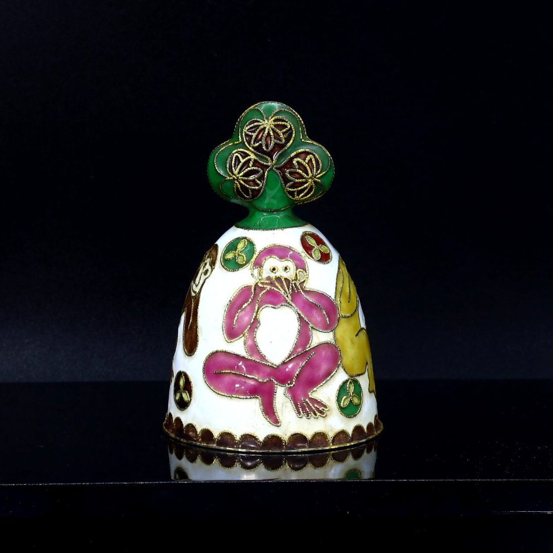 Vintage Chinese Cloisonne Hand Made Dinner Bell with Monkey Pattern (1 of 5)