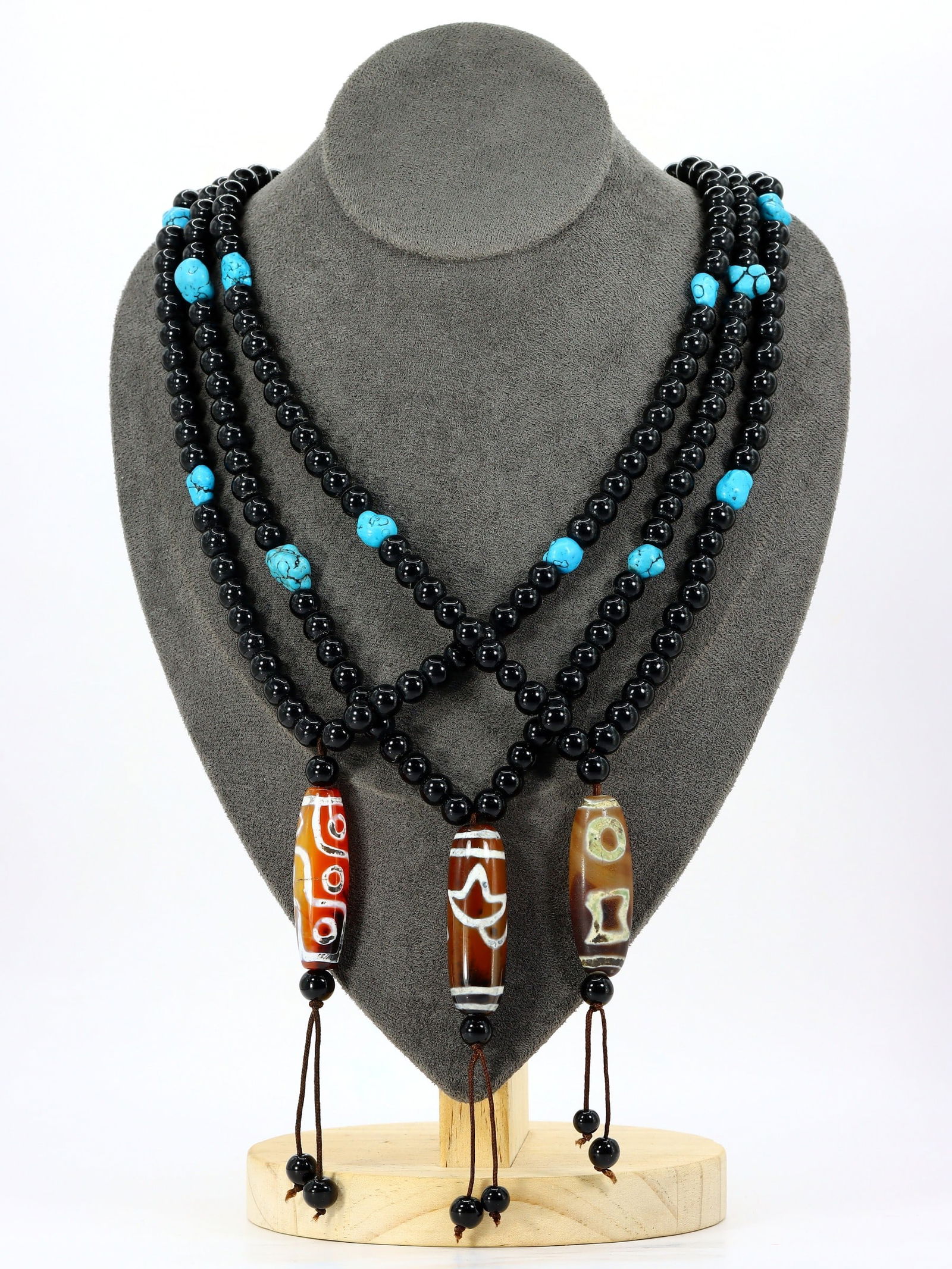 Three Set of Chinese Tibetan Eyed dzi Beads Necklaces (1 of 2)