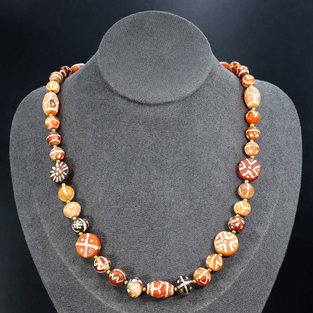 Old Himalayan Ball Shaped Agate Carnelian Beads Necklace (1 of 3)