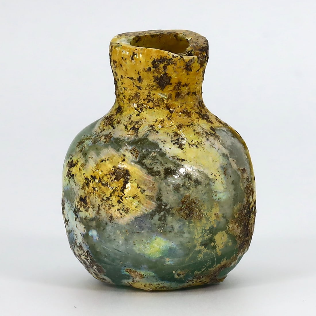 Ancient Western Asiatic Roman Glass Unguentarium Bottle Art Antique: 3.5x3cm Weight: 37 grams