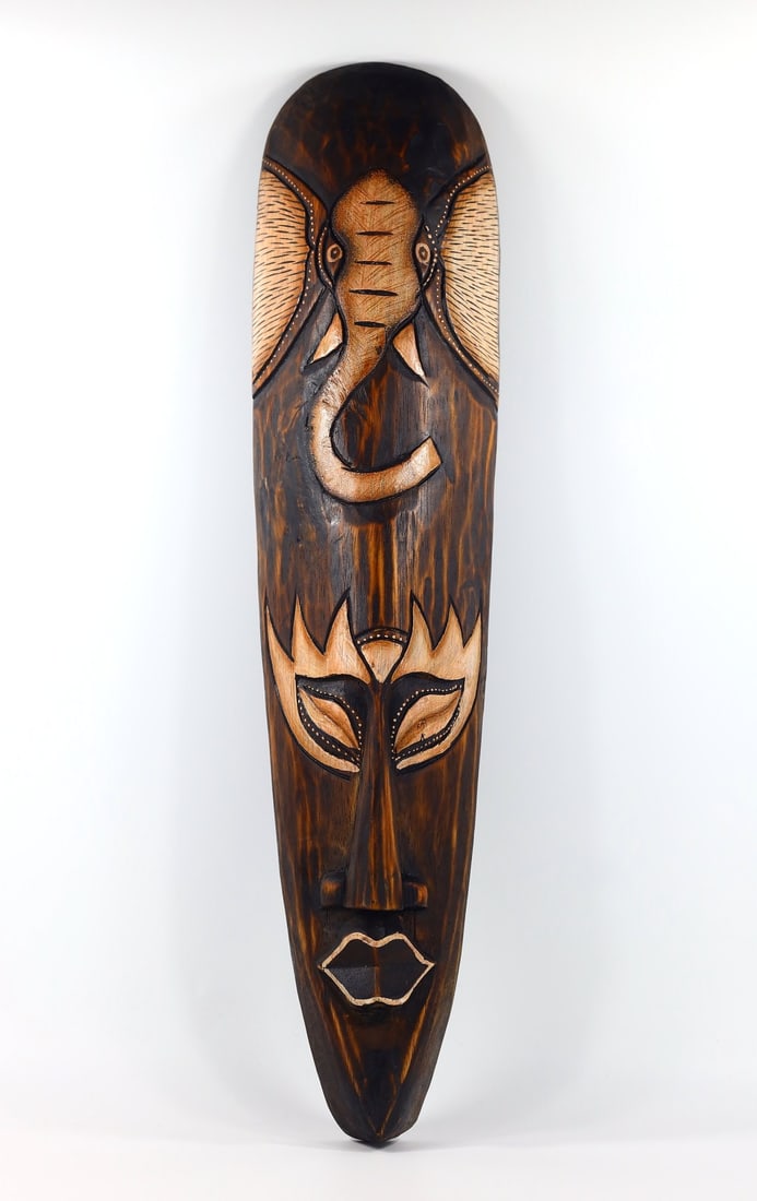 20.5" Inches Vintage Wood Decorative African Hand Carved Mask (1 of 2)