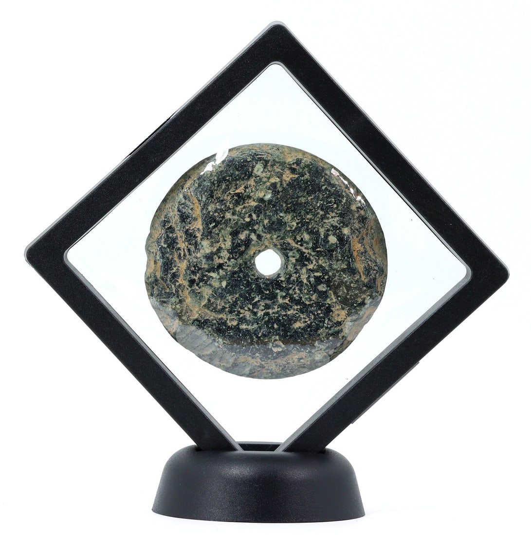 Ancient PreColumbian Bead Ear Flare Jade Jadeite Spotted (1 of 2)