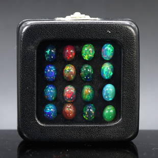 12.5Ct Natural Ethiopian Welo Black Smoke Opal Box Lot: 8x5mm Weight: 12.5Ct