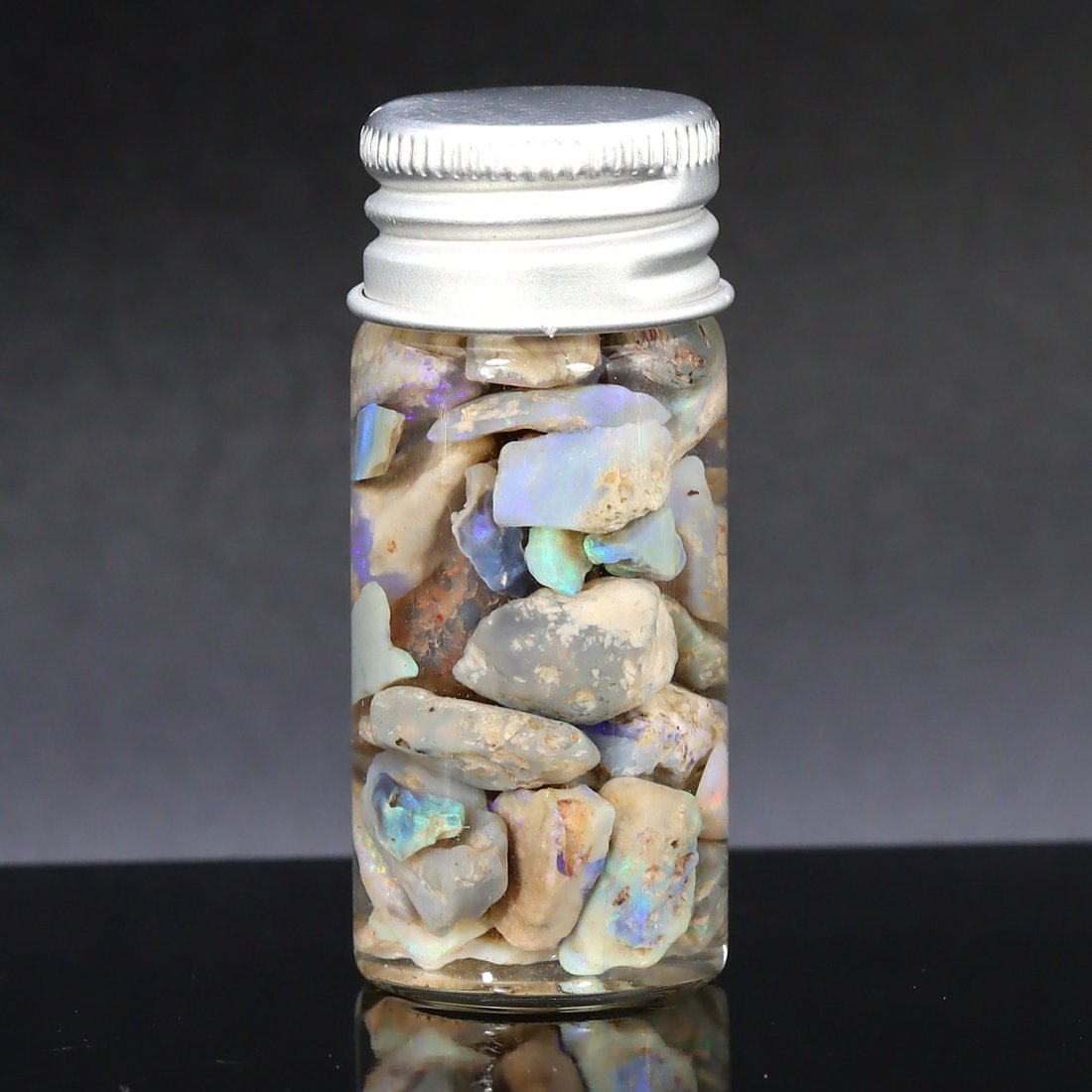 54Ct Natural Australian Lightning Ridge Black Opal Specimen Rough Jar (1 of 2)