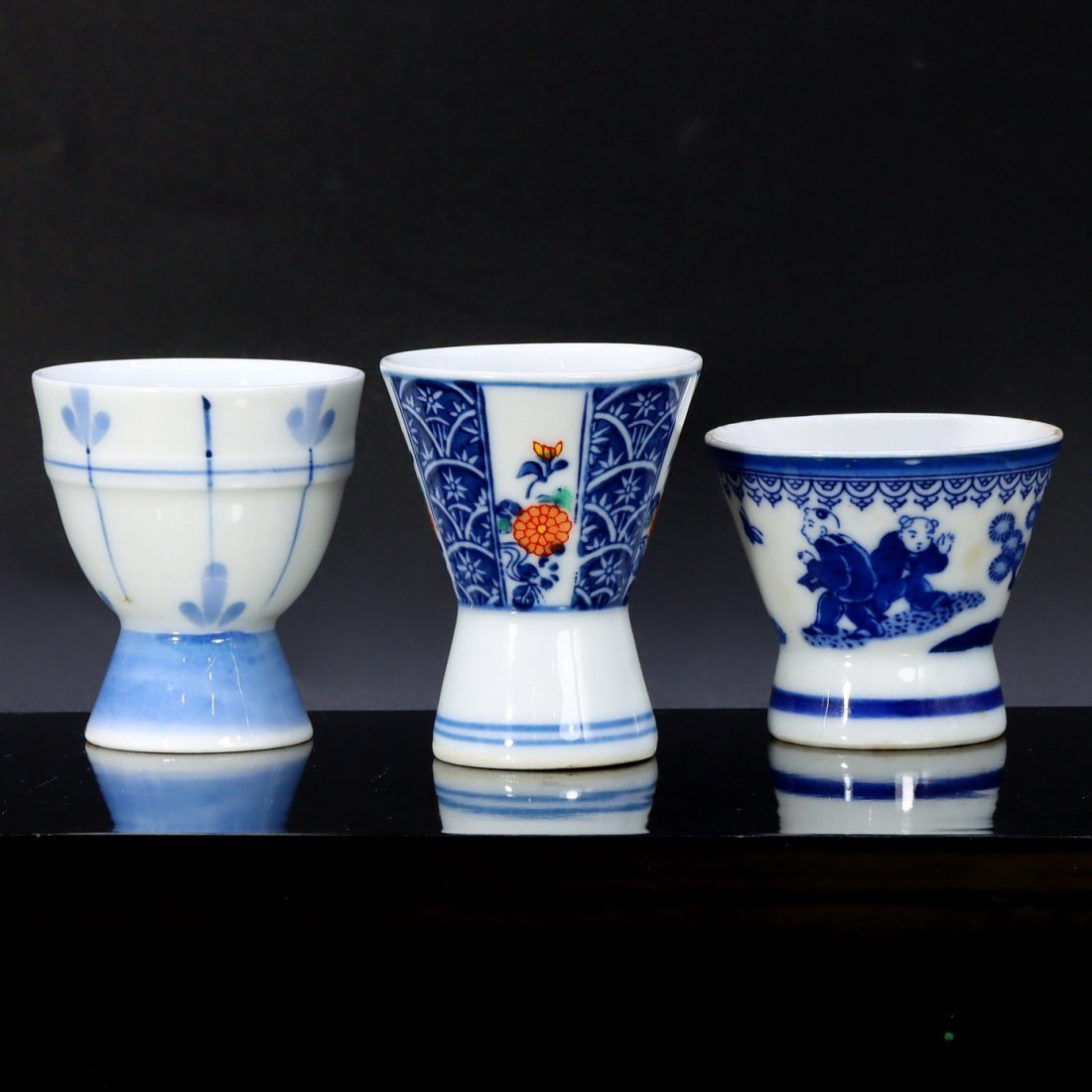 Three Japanese Blue & White Porcelain Sake Liquor Cup (1 of 3)