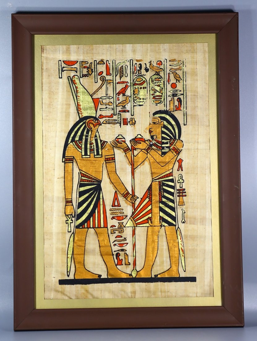 Vintage Egyptian Papyrus, Kleopatra, Cleopatra, Egypt Art, Papyrus Art in Frame: 44x32cm