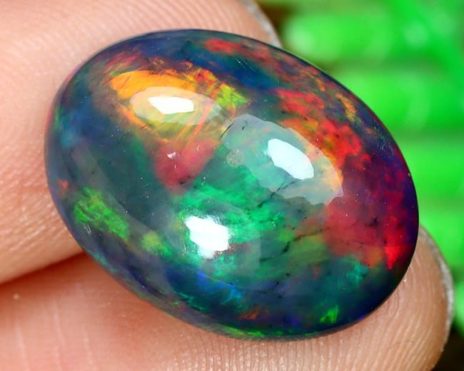 6.40Ct Natural Ethiopian Welo Black Smoke Opal: 16x1.5mm Weight: 6.40Ct