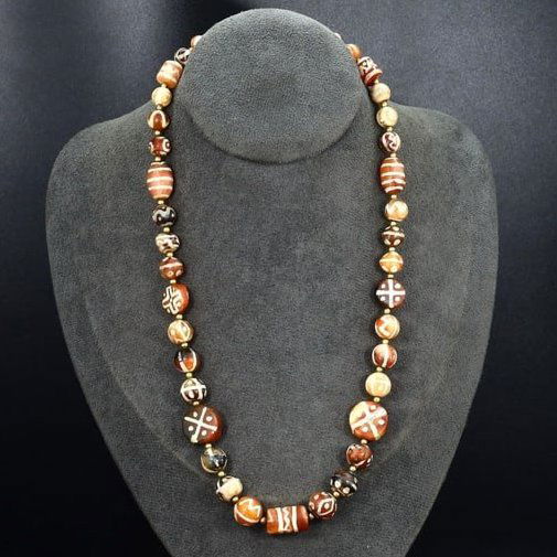 Old Vintage Himalayan Ball Shaped Agate Carnelian Beads Necklace (1 of 2)
