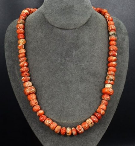 Vintage Himalayan Tibetan Red Coral Beads Necklace: 22''Inches Weight: 85 grams
