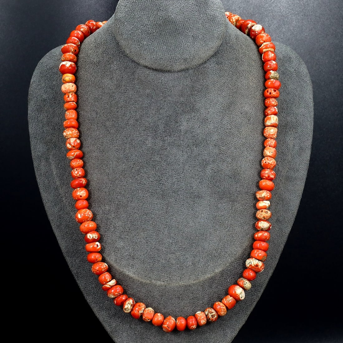 Vintage Himalayan Tibetan Red Coral Beads Necklace: 23" Inches Weight: 63 grams