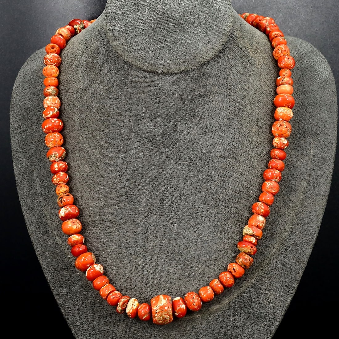 Vintage Himalayan Tibetan Red Coral Beads Necklace: 21" Inches Weight: 61 grams