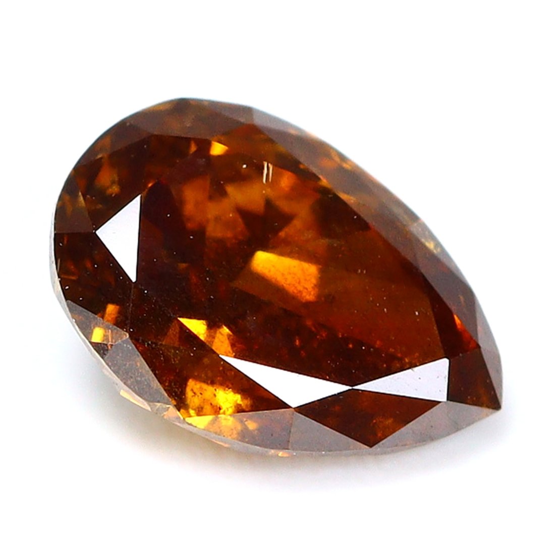 0.48Ct Natural Untreated Pear Cut Reddish Orange Cognac Fancy Diamond (1 of 2)