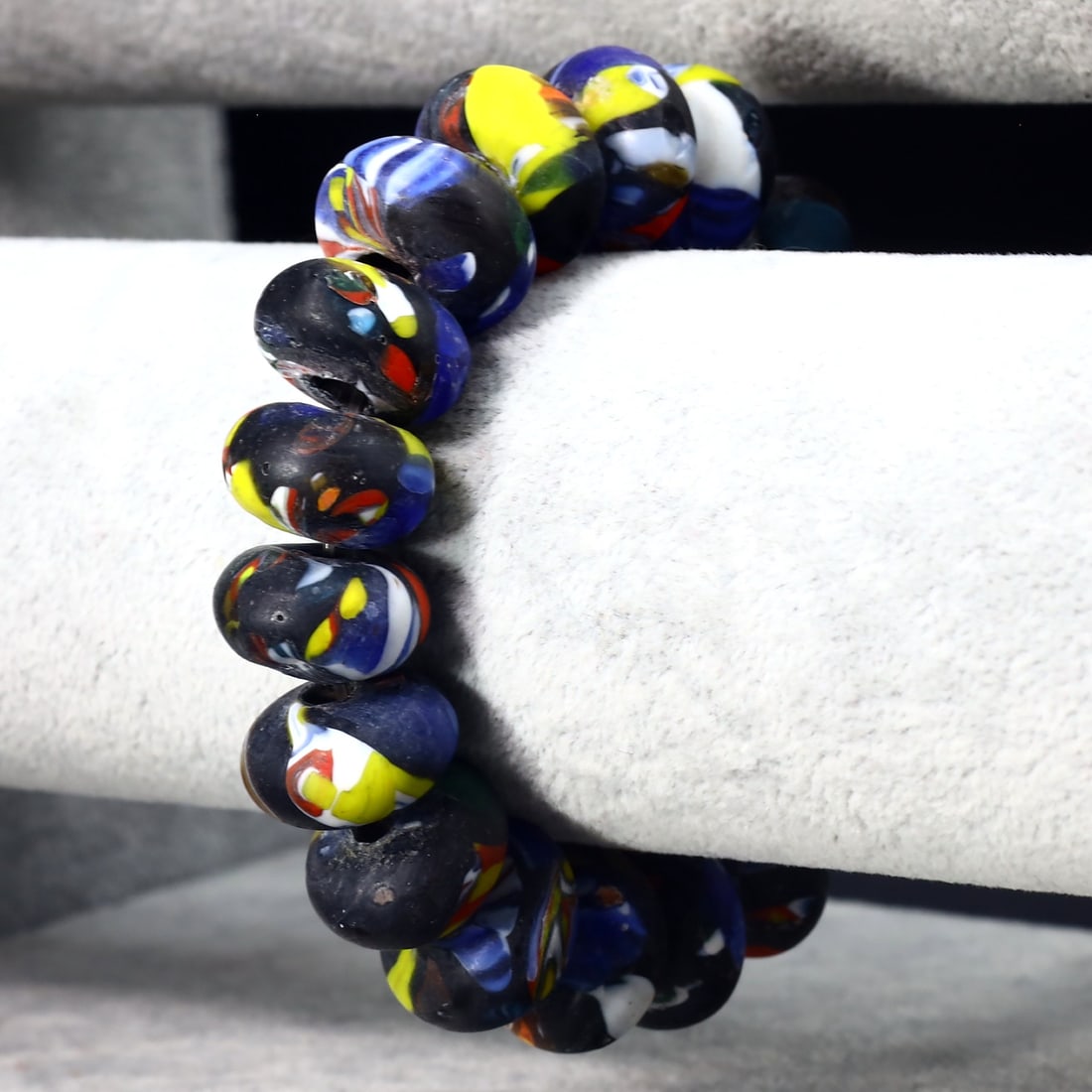 Strands of Art Deco Millefiori Art Glass Beads Bracelet: 8" Inches Weight: 93 grams