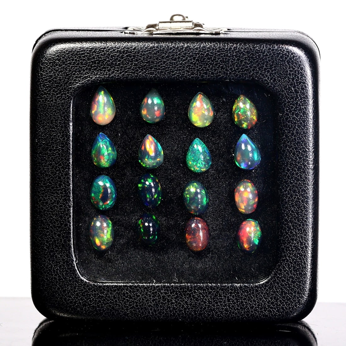 8.15Ct Natural Ethiopian Welo Black Smoke Opal Cabochon Box Lot: 6x4-7x4mm Weight: 8.15Ct