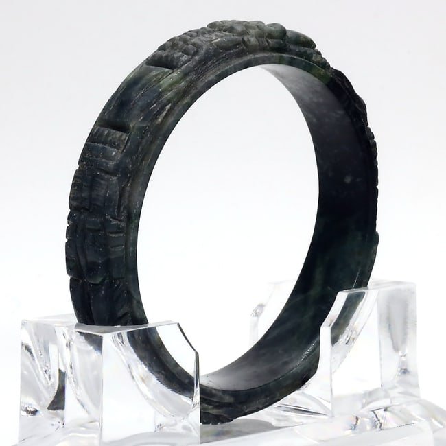 55.7g Natural Oriental Carving Jadeite Jade Bangle Bracelet (1 of 3)