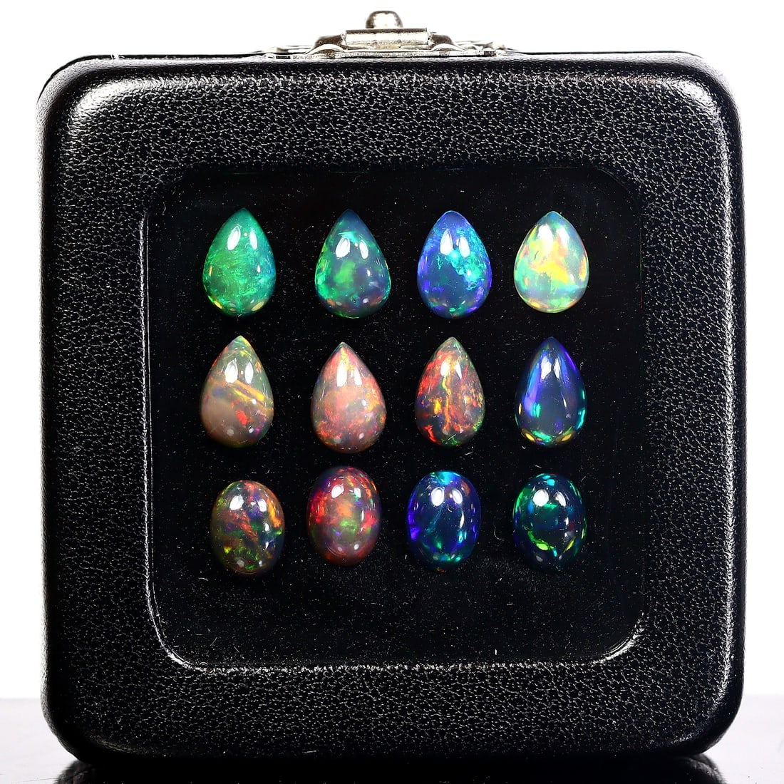 9.98Ct Natural Ethiopian Welo Black Smoke Opal Cabochon Box Lot: 8x6-9x6mm Weight: 9.98Ct