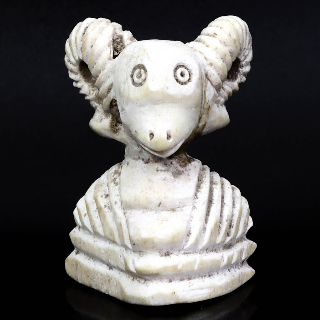 Ancient Jewish Bukharian Bone Carved Devil Chess Piece Batrian Kingdom: 4.5x3cm Weight: 16grams