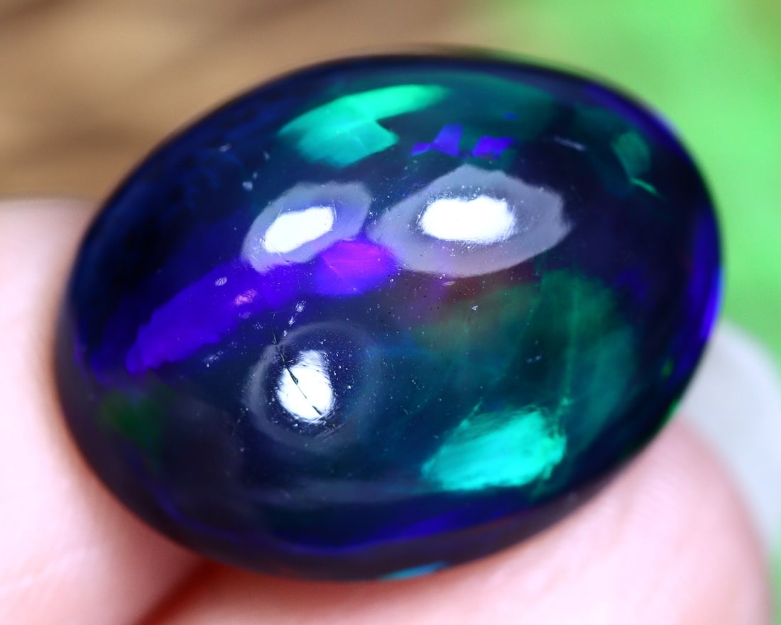 8.76Ct Natural Ethiopian Welo Black Smoke Opal Cabochon (1 of 4)